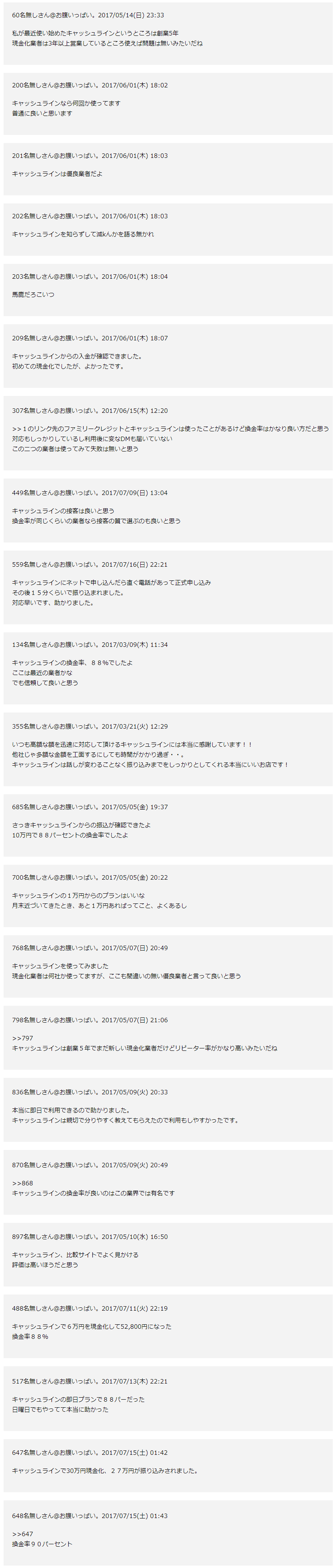 キャッシュラインの2chでの評価